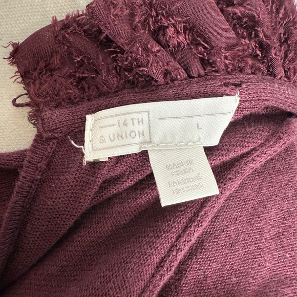 Pre-Owned Burgundy plum 14th & Union pullover sweater sleeve design Large -cp - Picture 8 of 9